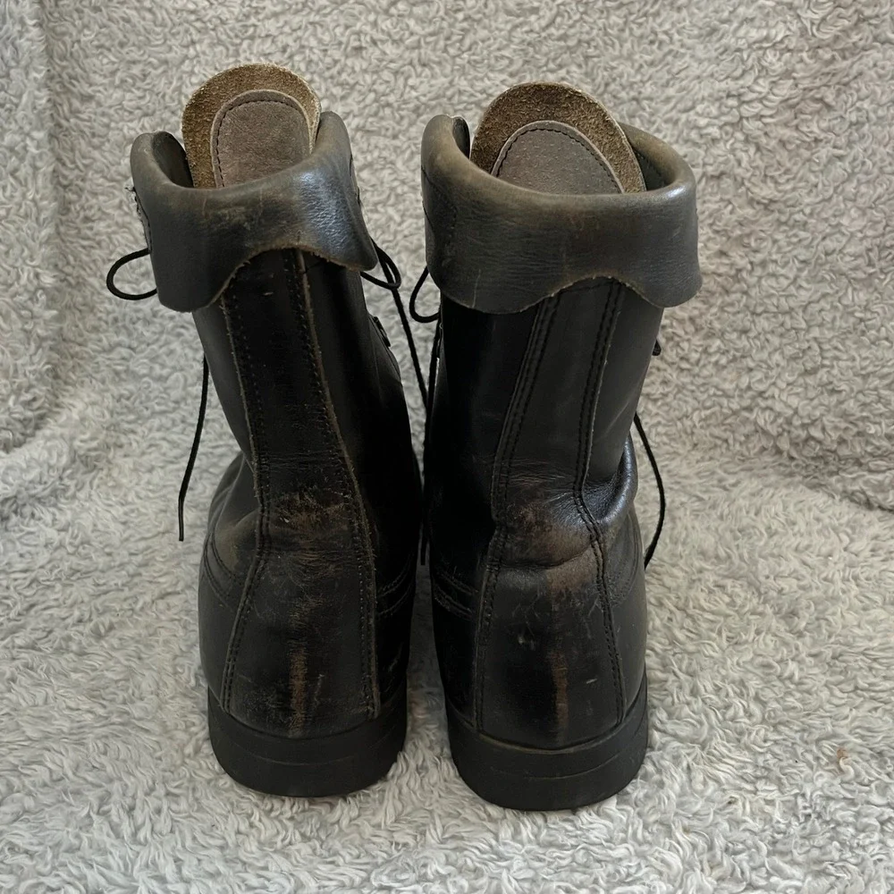 VTG‎ US Military Combat Boots Mens 7.5 EE Black Leather 1989 DPSC Biltrite Sole